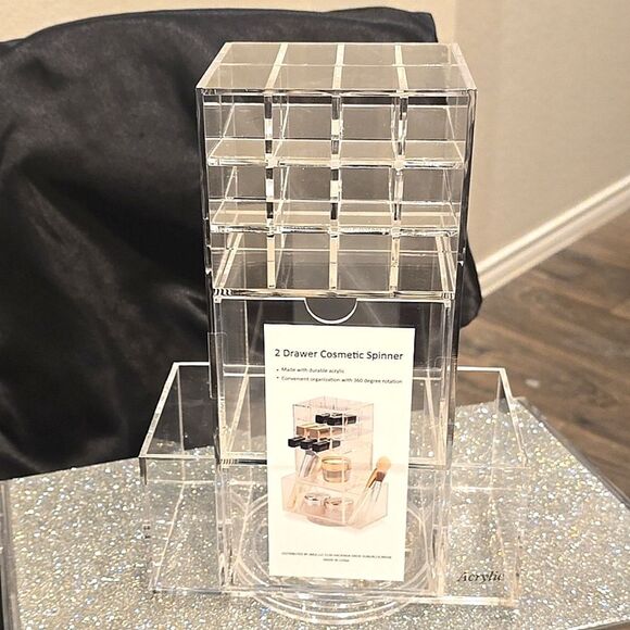 At Home 2-Drawer Acrylic Spinner Cosmetic Organizer - Picture 7 of 9